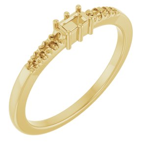 18K Yellow Gold 3.25x2 mm Straight Baguette Ring Mounting – image 2