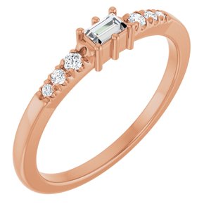 18K Rose Gold 3.25x2 mm Straight Baguette Ring Mounting