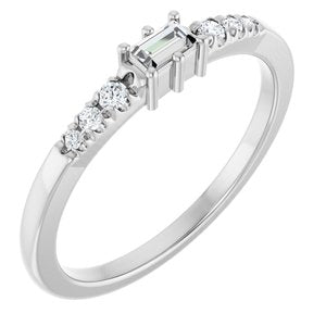 Sterling Silver 3.25x2 mm Straight Baguette Ring Mounting