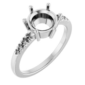 14K White Gold 8.2 mm Round Ring Mounting – image 2