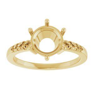 18K Yellow Gold 8.2 mm Round Ring Mounting – image 6