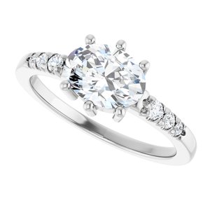 10K White Gold 8x6 mm Oval Ring Mounting – image 8