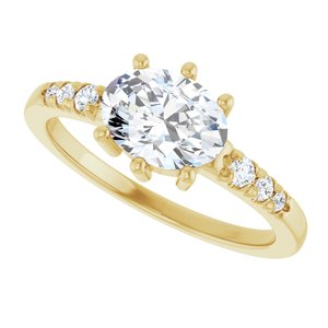 14K Yellow Gold 8x6 mm Oval 1/10 CTW Lab-Grown Diamond Semi-Set Ring – image 8