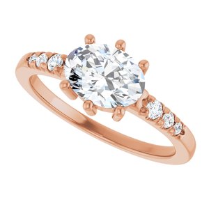 14K Rose Gold 8x6 mm Oval 1/10 CTW Lab-Grown Diamond Semi-Set Ring – image 8