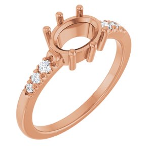 14K Rose Gold 8x6 mm Oval 1/10 CTW Lab-Grown Diamond Semi-Set Ring – image 2