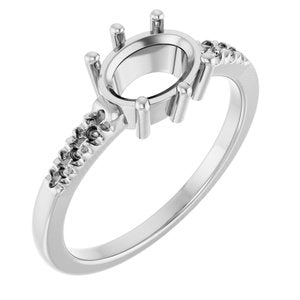 10K White Gold 8x6 mm Oval Ring Mounting – image 2