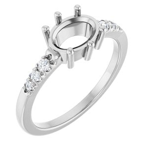 Platinum 8x6 mm Oval 1/10 CTW Lab-Grown Diamond Semi-Set Ring – image 2