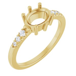 14K Yellow Gold 8x6 mm Oval 1/10 CTW Lab-Grown Diamond Semi-Set Ring – image 2