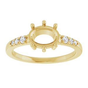 14K Yellow Gold 8x6 mm Oval 1/10 CTW Lab-Grown Diamond Semi-Set Ring – image 6