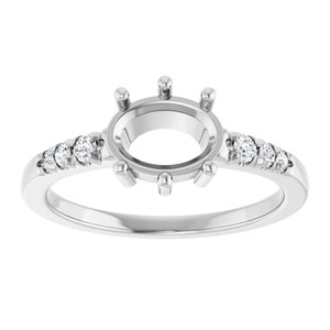 14K White Gold 8x6 mm Oval 1/8 CTW Natural Diamond Semi-Set Ring – image 6
