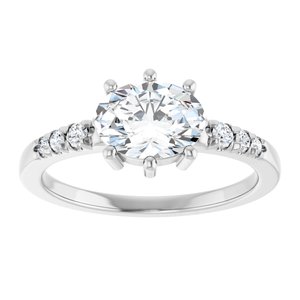 14K White Gold 8x6 mm Oval 1/8 CTW Natural Diamond Semi-Set Ring – image 5