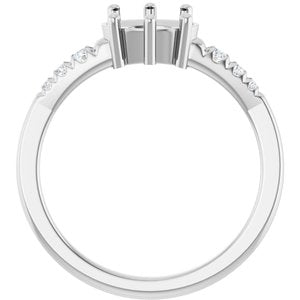Sterling Silver 8x6 mm Oval 1/8 CTW Natural Diamond Semi-Set Ring – image 4