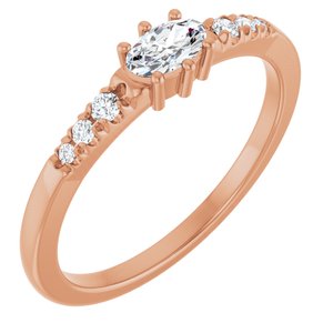 18K Rose Gold 5x3 mm Oval Ring Mounting
