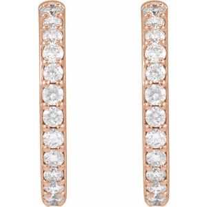 14K Rose Gold 1/2 CTW Natural Diamond 16.4 mm Hoop Earrings – image 2
