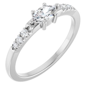 14K White Gold 6x3.5 mm Marquise Ring Mounting