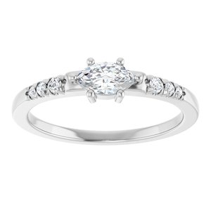 14K X1 White Gold 6x3.5 mm Marquise Ring Mounting – image 5