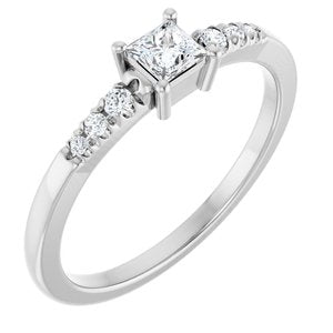 18K White Gold 3.25x3.25 mm Square Ring Mounting