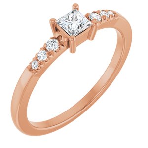 18K Rose Gold 3.25x3.25 mm Square Ring Mounting