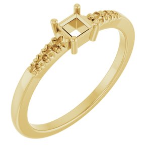 14K Yellow Gold 3.25x3.25 mm Square Ring Mounting – image 2