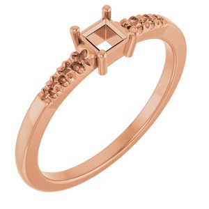 10K Rose Gold 3.25x3.25 mm Square Ring Mounting – image 2