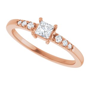 14K Rose Gold 3.25x3.25 mm Square Ring Mounting – image 8