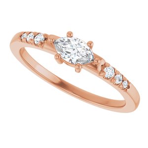 10K Rose Gold 6x3.5 mm Marquise Ring Mounting – image 8