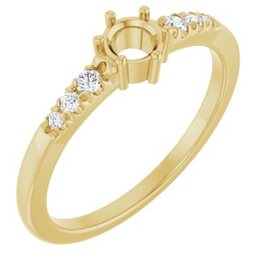 14K Yellow Gold 4.1 mm Round 1/10 CTW Lab-Grown Diamond Semi-Set Ring – image 2