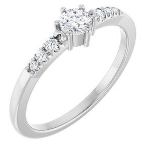 14K X1 White Gold 3.8 mm Round Ring Mounting