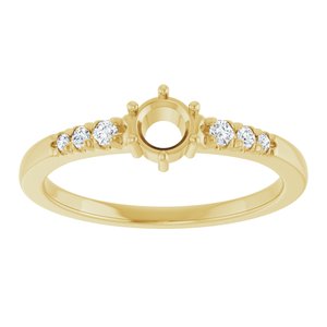 14K Yellow Gold 4.1 mm Round 1/10 CTW Natural Diamond Semi-Set Ring – image 6