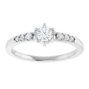 14K White Gold 4.1 mm Round 1/10 CTW Natural Diamond Semi-Set Ring – image 5