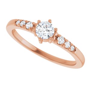 14K Rose Gold 4.1 mm Round 1/10 CTW Natural Diamond Semi-Set Ring – image 8