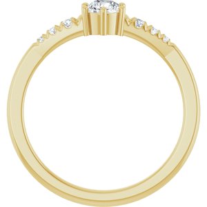 14K Yellow Gold 4.1 mm Round 1/10 CTW Lab-Grown Diamond Semi-Set Ring – image 3