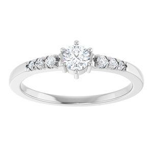 18K White Gold 3.8 mm Round Ring Mounting – image 5