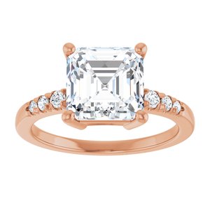10K Rose Gold 8x8 mm Asscher Ring Mounting – image 5