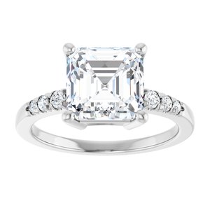 14K X1 White Gold 8x8 mm Asscher Ring Mounting – image 5