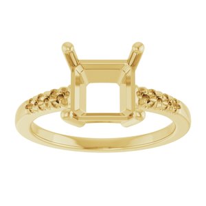 10K Yellow Gold 8x8 mm Asscher Ring Mounting – image 6
