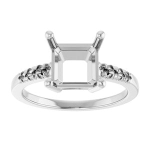 10K White Gold 8x8 mm Asscher Ring Mounting – image 6