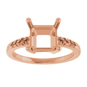 10K Rose Gold 8x8 mm Asscher Ring Mounting – image 6