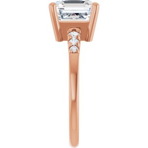 14K Rose Gold 8x8 mm Asscher Ring Mounting – image 7
