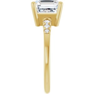 10K Yellow Gold 8x8 mm Asscher Ring Mounting – image 7