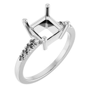 14K White Gold 8x8 mm Asscher Ring Mounting – image 2