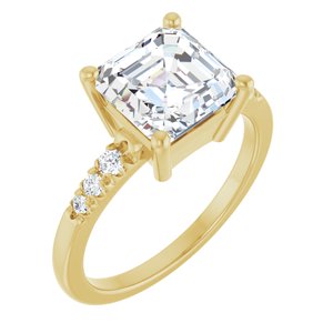 18K Yellow Gold 8x8 mm Asscher Ring Mounting