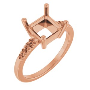 14K Rose Gold 8x8 mm Asscher Ring Mounting – image 2