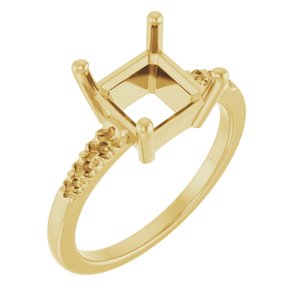 18K Yellow Gold 8x8 mm Asscher Ring Mounting – image 2