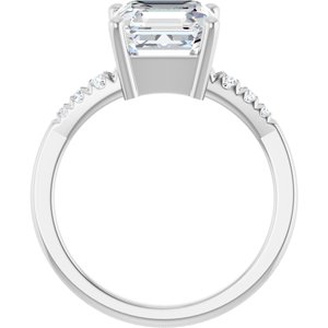 10K White Gold 8x8 mm Asscher Ring Mounting – image 3