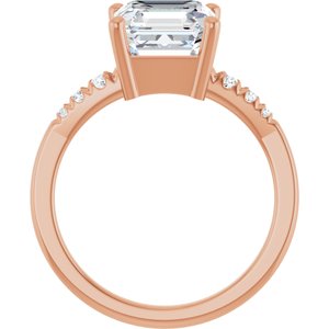 10K Rose Gold 8x8 mm Asscher Ring Mounting – image 3