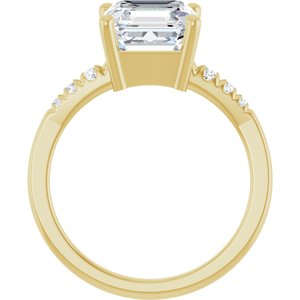 18K Yellow Gold 8x8 mm Asscher Ring Mounting – image 3