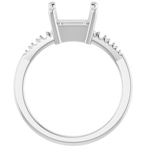 14K White Gold 8x8 mm Asscher Ring Mounting – image 4