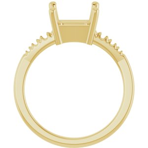 18K Yellow Gold 8x8 mm Asscher Ring Mounting – image 4