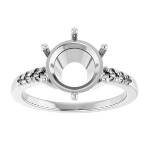 10K White Gold 9.4 mm Round Ring Mounting – image 6